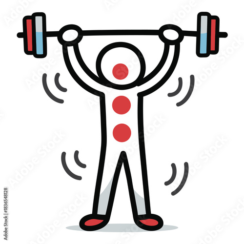 Stick figure person lifting light dumbbell exercise illustration