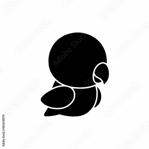 Black silhouette of a cute parrot bird, simple and elegant design.