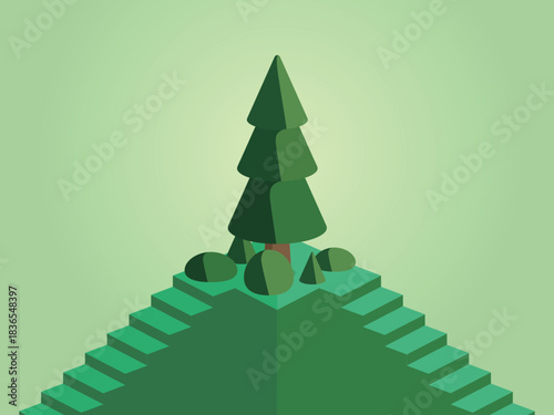Daily A061 Tree and plant on Green Stairs shows The Goal of ECO vector graphic EPS 10
