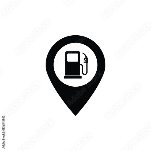 Gas station location pin icon symbol for navigation and services