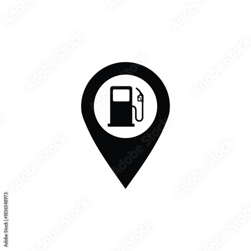 Gas station location pin icon symbol for navigation and services