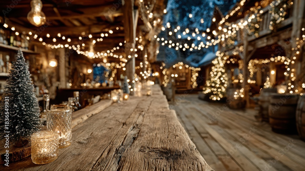 Naklejka premium Rustic Saloon Transformed for Christmas Celebration