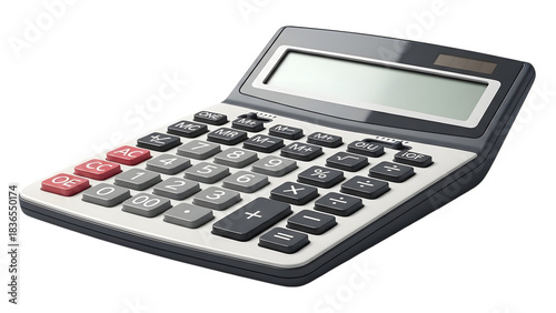 Modern scientific calculator device isolated on transparent background