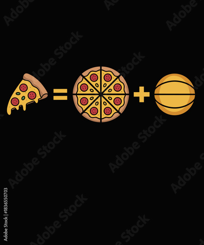 Funny Basketball Pizza Math Joke Graphic