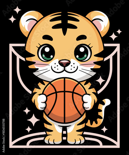 American Shorthair Cat With Basketball