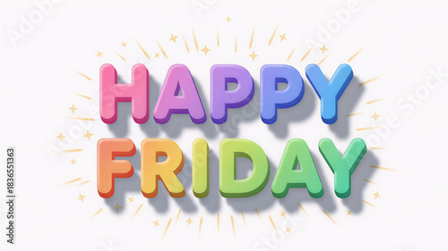 Colorful 3D Happy Friday Typography