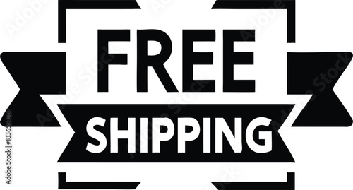 The message proclaims free shipping within an elegantly designed black ribbon, announcing cost savings
