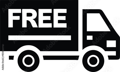 Black truck icon displays a bold 'FREE' on its cargo container, ensuring visibility