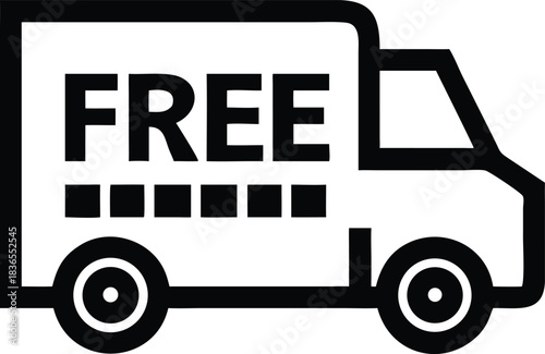 Stylized black and white delivery truck features prominent text that reads free