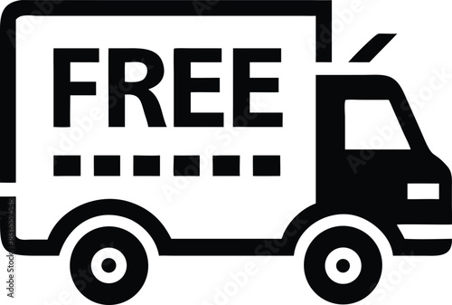Black delivery truck displays the word FREE in bold letters on its side