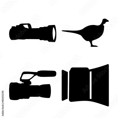 Media tools, wildlife, and communication device silhouettes