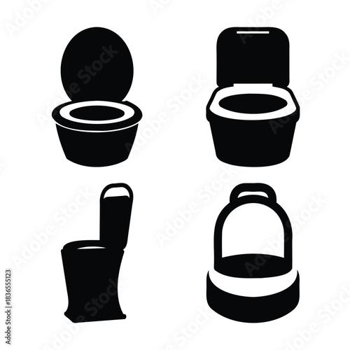 Diverse toilet vector icons collection for bathroom design