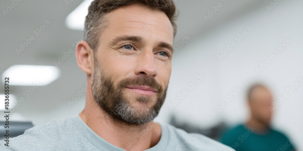Naklejka premium Man with a beard and a smile on his face