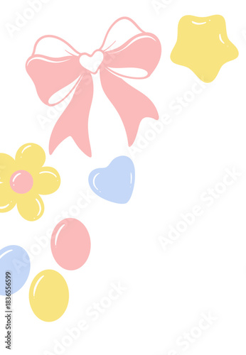 Decorative Bow with Pastel Fabric Flowers
