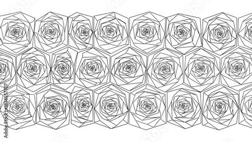 Geometrical roses background, intricate pattern of repeated polygonal floral designs, geometric