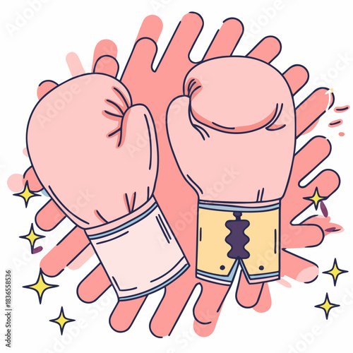 Pair of pink boxing gloves ready for a fight