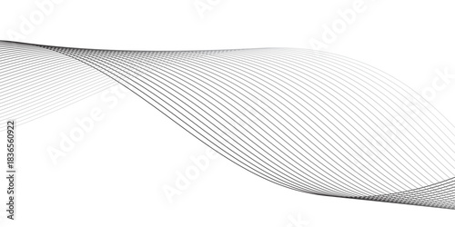 Abstract wave element for design. Digital frequency track equalizer. Stylized line art background, Geometric grey vector waves on transparent background. Editable stroke.