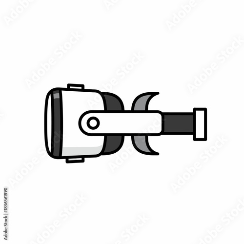 VR virtual reality headset goggles device in black and white line art for technology gaming immersive experience digital entertainment branding design