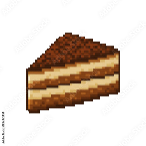 Italian tiramisu slice isolated on white