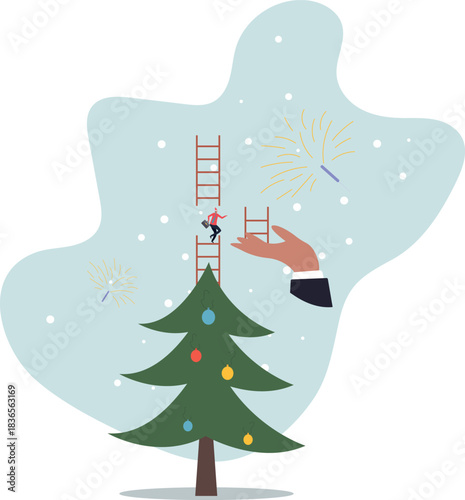 Helping hand, business support to reach career target or help to climb up ladder of success .about a man and his life.