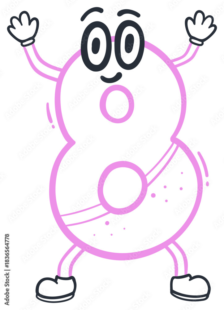 Fototapeta premium Number 8 Character Illustration Sticker