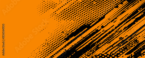 orange black brush Car sticker wrap pattern banner abstract sporty lines black orange color combination grunge brush modern pattern racing motorsport vector design.