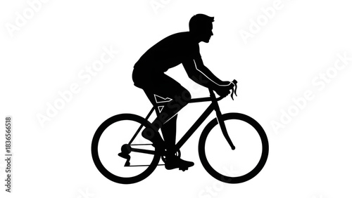 Dynamic silhouette of a cyclist riding a bicycle suggesting motion and active outdoor fitness pursuits