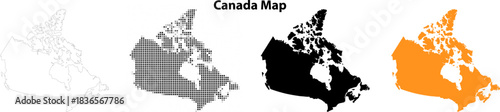 Four Different Stylized Outlines of the Map of Canada