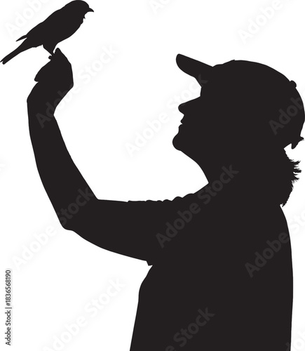 Woman with Bird Silhouette Vector Illustration