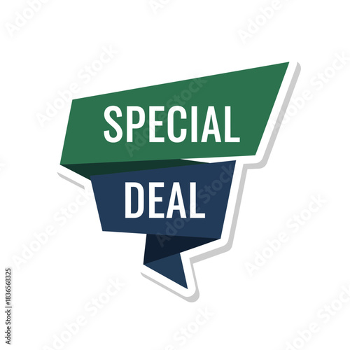 Special deal banner with green and blue labels