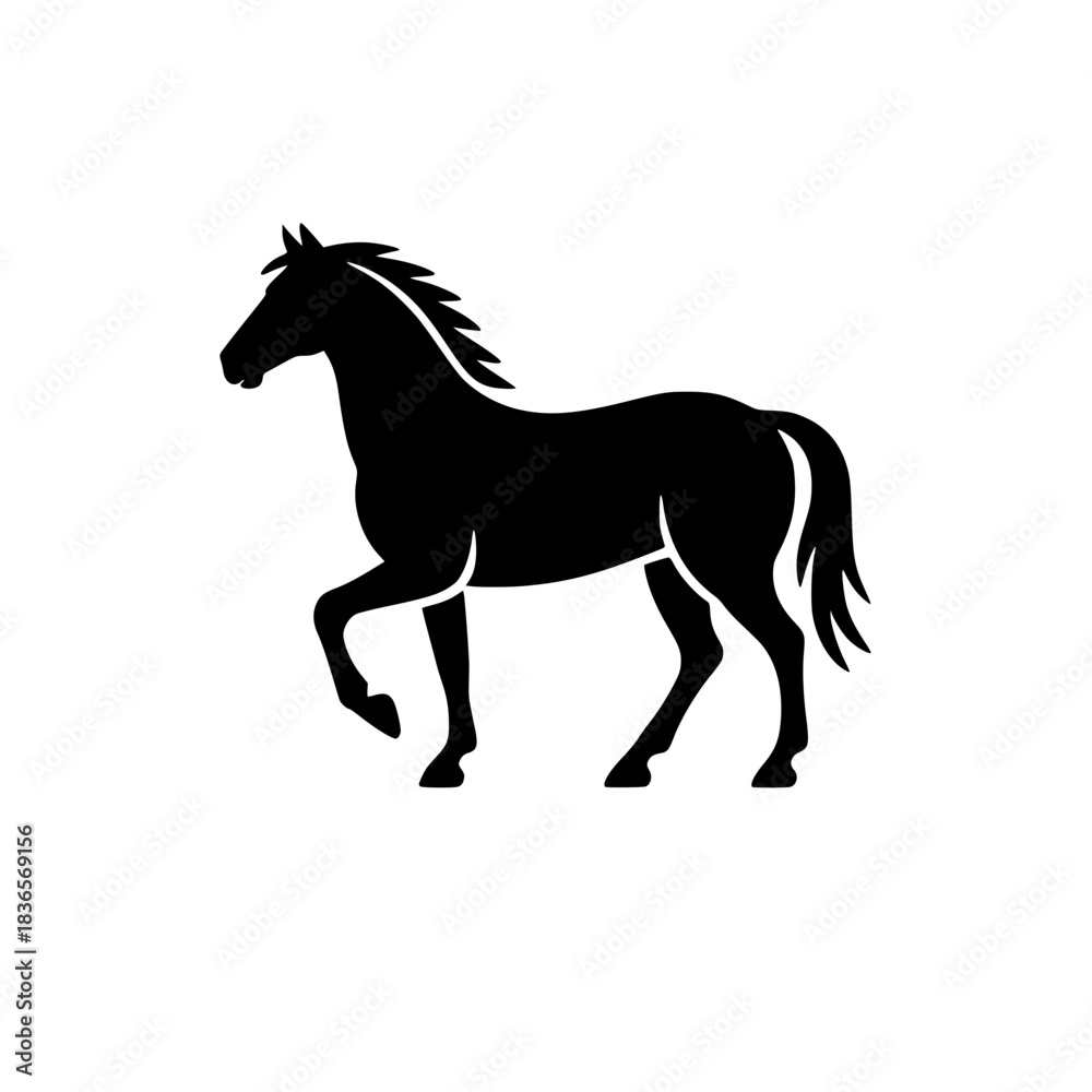 Obraz premium Perfect Horse Silhouette Logo, Solid Black, Clean Vector Style