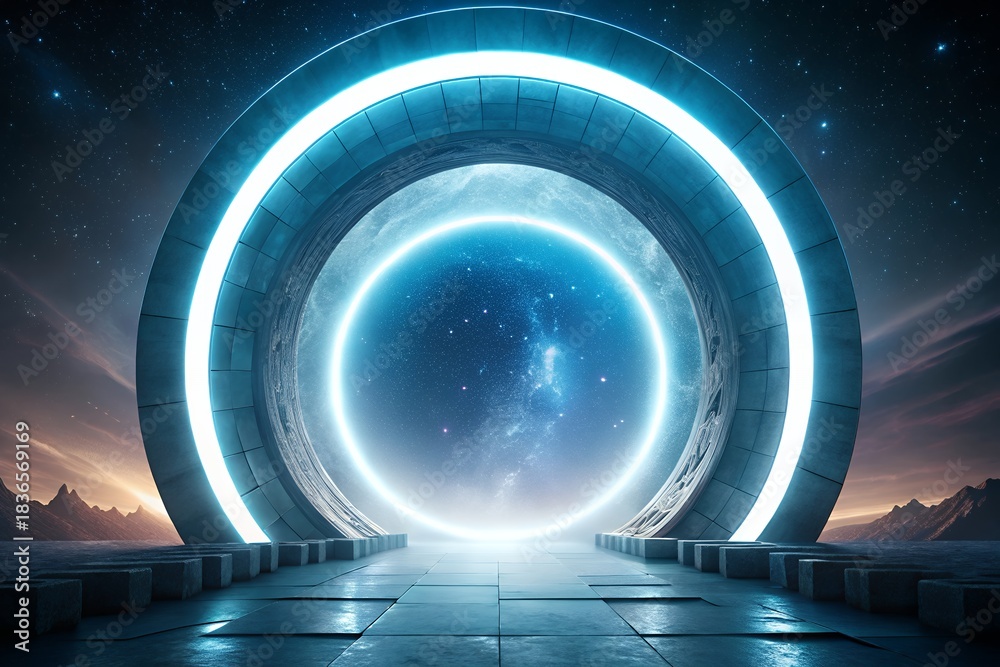 Obraz premium Glowing futuristic portal to the cosmos