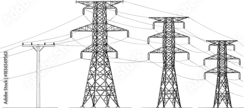 High Voltage Power Transmission Tower Silhouette Against Dramatic Sky, Electricity Pylon and Energy Lines Infrastructure Supply Grid, Industrial Network and Green Sustainable Future