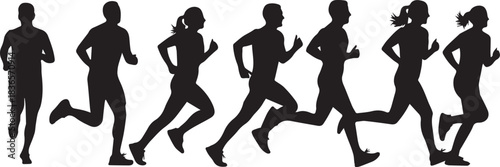 Running silhouette group