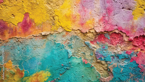 Colorful Peeling Painted Wall Texture Background
