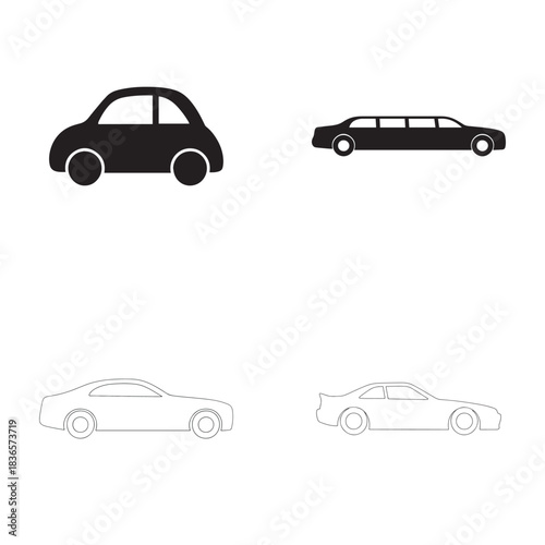 Collection of diverse car silhouettes showing different vehicle types and styles