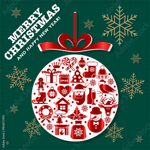 Colorful Christmas Toy with Holiday Icons