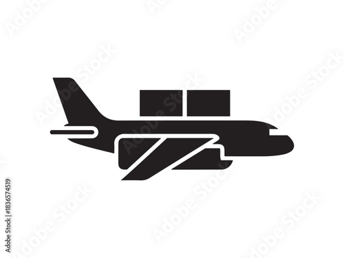 Cargo airplane delivery logistics transport air freight shipping vector icon