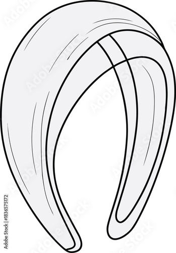 Headband drawing, fashion accessory sketch, apparel vector, clothing illustration, hair accessory design, padded band, stylish headwear, product template, fashion graphic, minimalist design