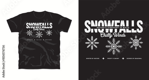 Snowfalls nature's symphony in white t-shirt design chilly winds vector