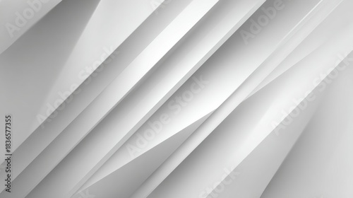 Modern abstract white and grey background with dynamic diagonal geometric lines and subtle shadow gradients