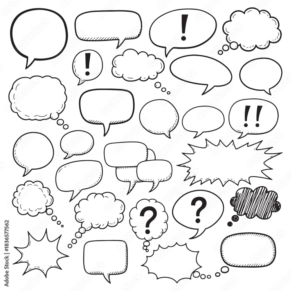 Fototapeta premium Speech bubble doodle set