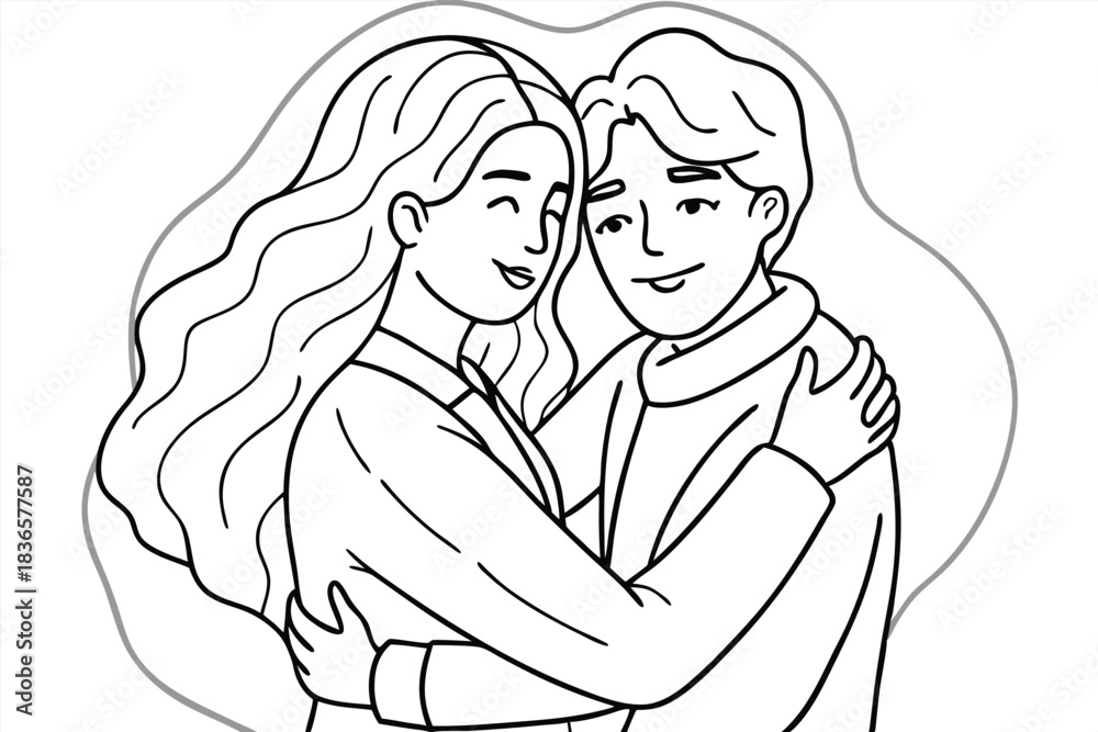 Fototapeta premium a couple embracing in a warm hug soft pastel background