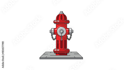 Vibrant red fire hydrant stands ready, a symbol of safety and quick response in urban environments, perfect for city infrastructure projects
