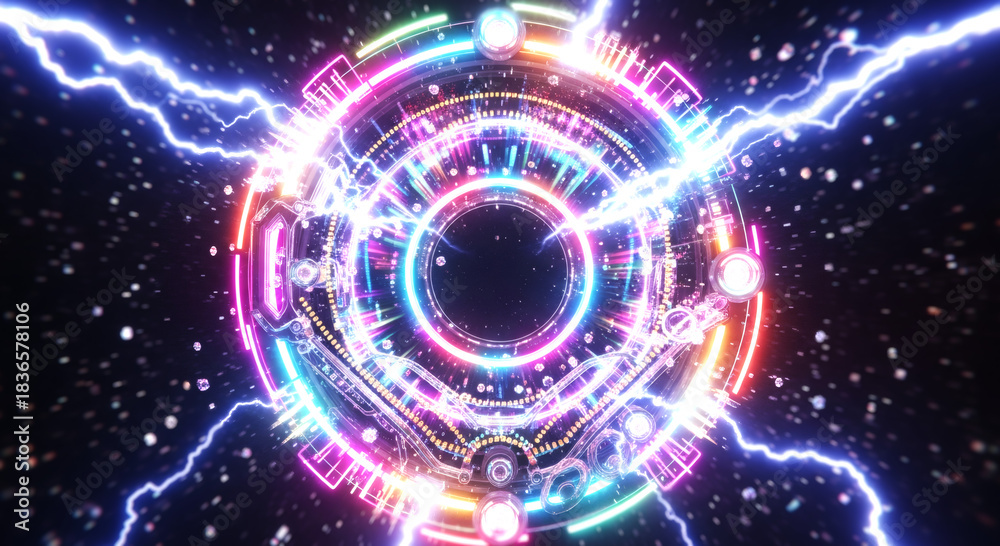 Obraz premium 輝く光と粒子の爆発 パチンコ・パチスロの激アツ演出の背景