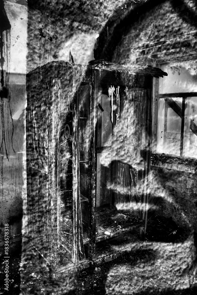 Fototapeta premium Echoes of forgotten memories within abandoned post-disaster industrial silence