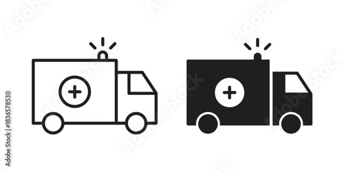 Ambulance icons collection. Line vector sign, symbol for web and mobile