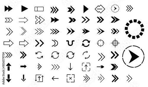 Diverse arrow collection vector set direction pointer icons