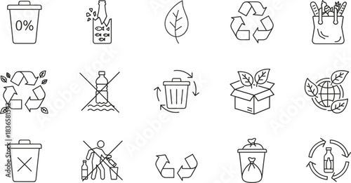 Achievement and Success Icon Collection, Featuring Outline Trophies, Certificates, Gift Boxes, and Star Rating Symbols, Representing Awards, Excellence, and Recognition Vector Set.