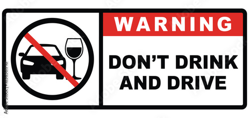 No Drink and Drive Warning Sign, prohibited printable poster and plaque template design featuring bold typography, clear prohibition symbols, safety message, vector layout, and traffic or road safety 